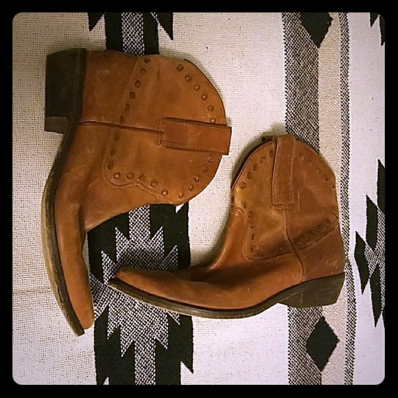 Miss Sixty Shoes - Miss Sixty Brown Leather Cowboy Ankle Boots 6